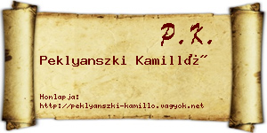 Peklyanszki Kamilló névjegykártya